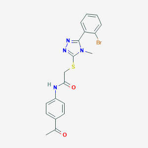 molecular formula C19H17BrN4O2S B419340 N-(4-acetylphenyl)-2-{[5-(2-bromophenyl)-4-methyl-4H-1,2,4-triazol-3-yl]sulfanyl}acetamide 