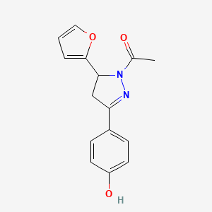 molecular formula C15H14N2O3 B4193404 4-[1-acetyl-5-(2-furyl)-4,5-dihydro-1H-pyrazol-3-yl]phenol 