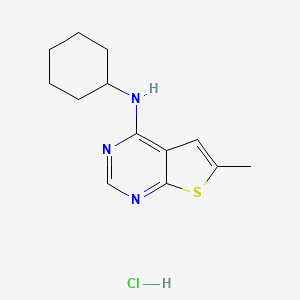 molecular formula C13H18ClN3S B4193425 N-cyclohexyl-6-methylthieno[2,3-d]pyrimidin-4-amine hydrochloride 