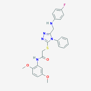 molecular formula C25H24FN5O3S B419345 N-(2,5-dimethoxyphenyl)-2-({5-[(4-fluoroanilino)methyl]-4-phenyl-4H-1,2,4-triazol-3-yl}sulfanyl)acetamide 