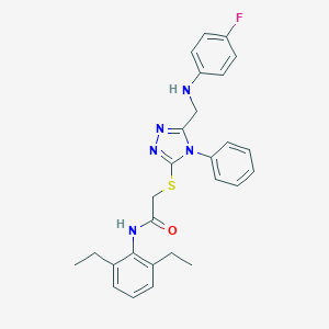 molecular formula C27H28FN5OS B419346 N-(2,6-diethylphenyl)-2-({5-[(4-fluoroanilino)methyl]-4-phenyl-4H-1,2,4-triazol-3-yl}sulfanyl)acetamide 