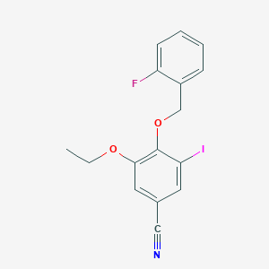 molecular formula C16H13FINO2 B4193462 3-ethoxy-4-[(2-fluorobenzyl)oxy]-5-iodobenzonitrile 