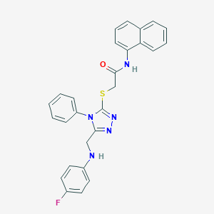molecular formula C27H22FN5OS B419348 2-({5-[(4-fluoroanilino)methyl]-4-phenyl-4H-1,2,4-triazol-3-yl}sulfanyl)-N-(1-naphthyl)acetamide 