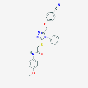 molecular formula C26H23N5O3S B419350 2-({5-[(4-cyanophenoxy)methyl]-4-phenyl-4H-1,2,4-triazol-3-yl}sulfanyl)-N-(4-ethoxyphenyl)acetamide 