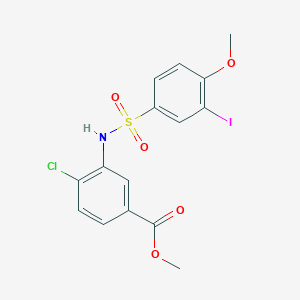 molecular formula C15H13ClINO5S B4193500 methyl 4-chloro-3-{[(3-iodo-4-methoxyphenyl)sulfonyl]amino}benzoate 