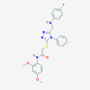 molecular formula C25H24FN5O3S B419352 N-(2,4-dimethoxyphenyl)-2-({5-[(4-fluoroanilino)methyl]-4-phenyl-4H-1,2,4-triazol-3-yl}sulfanyl)acetamide 