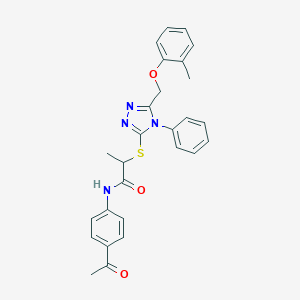 N-(4-acetylphenyl)-2-({5-[(2-methylphenoxy)methyl]-4-phenyl-4H-1,2,4-triazol-3-yl}sulfanyl)propanamide