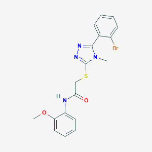 molecular formula C18H17BrN4O2S B419354 2-{[5-(2-bromophenyl)-4-methyl-4H-1,2,4-triazol-3-yl]sulfanyl}-N-(2-methoxyphenyl)acetamide 