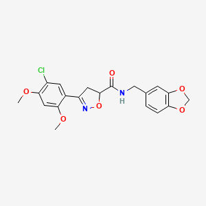 N-(1,3-benzodioxol-5-ylmethyl)-3-(5-chloro-2,4-dimethoxyphenyl)-4,5-dihydro-5-isoxazolecarboxamide
