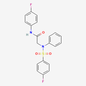 molecular formula C20H16F2N2O3S B4193548 N~1~-(4-fluorophenyl)-N~2~-[(4-fluorophenyl)sulfonyl]-N~2~-phenylglycinamide 