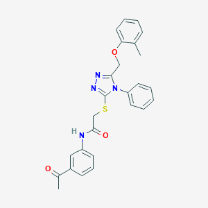 N-(3-acetylphenyl)-2-({5-[(2-methylphenoxy)methyl]-4-phenyl-4H-1,2,4-triazol-3-yl}sulfanyl)acetamide