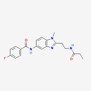 molecular formula C20H21FN4O2 B4193557 4-fluoro-N-{1-methyl-2-[2-(propionylamino)ethyl]-1H-benzimidazol-5-yl}benzamide 