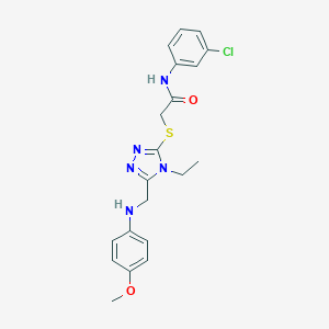 molecular formula C20H22ClN5O2S B419356 N-(3-chlorophenyl)-2-({4-ethyl-5-[(4-methoxyanilino)methyl]-4H-1,2,4-triazol-3-yl}sulfanyl)acetamide 