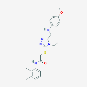 molecular formula C22H27N5O2S B419360 N-(2,3-dimethylphenyl)-2-({4-ethyl-5-[(4-methoxyanilino)methyl]-4H-1,2,4-triazol-3-yl}sulfanyl)acetamide 