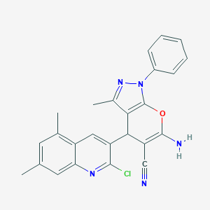 molecular formula C25H20ClN5O B419363 6-Amino-4-(2-chloro-5,7-dimethyl-3-quinolinyl)-3-methyl-1-phenyl-1,4-dihydropyrano[2,3-c]pyrazole-5-carbonitrile 