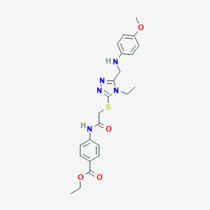molecular formula C23H27N5O4S B419365 Ethyl 4-[[2-[[4-ethyl-5-[(4-methoxyanilino)methyl]-1,2,4-triazol-3-yl]sulfanyl]acetyl]amino]benzoate 