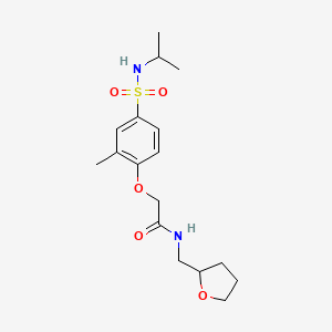 molecular formula C17H26N2O5S B4193656 2-{4-[(isopropylamino)sulfonyl]-2-methylphenoxy}-N-(tetrahydro-2-furanylmethyl)acetamide 