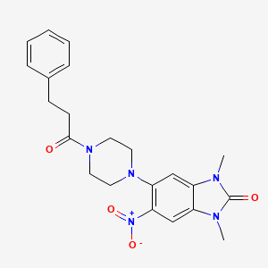 molecular formula C22H25N5O4 B4193669 1,3-dimethyl-5-nitro-6-[4-(3-phenylpropanoyl)-1-piperazinyl]-1,3-dihydro-2H-benzimidazol-2-one CAS No. 797770-13-9