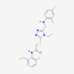 2-({5-[(2,4-dimethylanilino)methyl]-4-ethyl-4H-1,2,4-triazol-3-yl}sulfanyl)-N-(2-ethyl-6-methylphenyl)acetamide