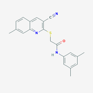 molecular formula C21H19N3OS B419369 2-(3-cyano-7-methylquinolin-2-yl)sulfanyl-N-(3,5-dimethylphenyl)acetamide 