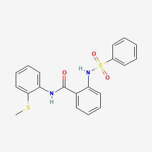 molecular formula C20H18N2O3S2 B4193696 N-[2-(methylthio)phenyl]-2-[(phenylsulfonyl)amino]benzamide 