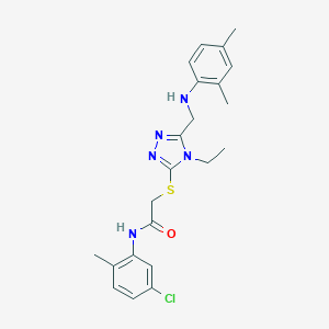 molecular formula C22H26ClN5OS B419370 N-(5-chloro-2-methylphenyl)-2-({5-[(2,4-dimethylanilino)methyl]-4-ethyl-4H-1,2,4-triazol-3-yl}sulfanyl)acetamide 
