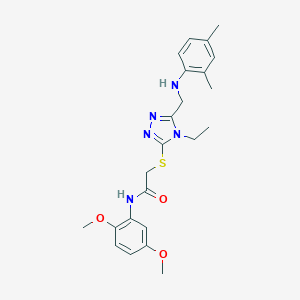 molecular formula C23H29N5O3S B419371 N-(2,5-dimethoxyphenyl)-2-({5-[(2,4-dimethylanilino)methyl]-4-ethyl-4H-1,2,4-triazol-3-yl}sulfanyl)acetamide 