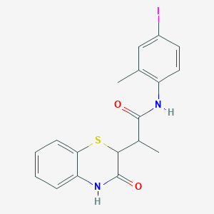 molecular formula C18H17IN2O2S B4193760 N-(4-iodo-2-methylphenyl)-2-(3-oxo-3,4-dihydro-2H-1,4-benzothiazin-2-yl)propanamide 