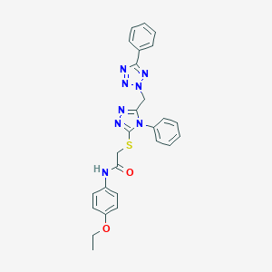 molecular formula C26H24N8O2S B419379 N-(4-ethoxyphenyl)-2-({4-phenyl-5-[(5-phenyl-2H-tetraazol-2-yl)methyl]-4H-1,2,4-triazol-3-yl}sulfanyl)acetamide 