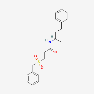 molecular formula C20H25NO3S B4193800 3-(benzylsulfonyl)-N-(1-methyl-3-phenylpropyl)propanamide 