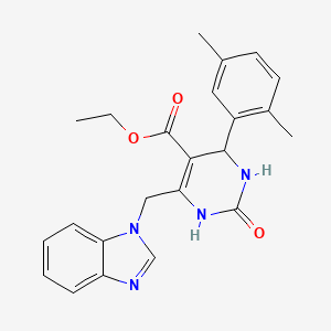 molecular formula C23H24N4O3 B4193822 ethyl 6-(1H-benzimidazol-1-ylmethyl)-4-(2,5-dimethylphenyl)-2-oxo-1,2,3,4-tetrahydro-5-pyrimidinecarboxylate 
