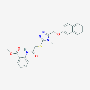 molecular formula C24H22N4O4S B419386 methyl 2-{[({4-methyl-5-[(2-naphthyloxy)methyl]-4H-1,2,4-triazol-3-yl}sulfanyl)acetyl]amino}benzoate 