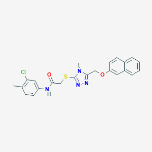 molecular formula C23H21ClN4O2S B419387 N-(3-chloro-4-methylphenyl)-2-({4-methyl-5-[(2-naphthyloxy)methyl]-4H-1,2,4-triazol-3-yl}sulfanyl)acetamide 