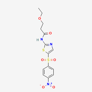 molecular formula C14H15N3O6S2 B4193870 3-ethoxy-N-{5-[(4-nitrophenyl)sulfonyl]-1,3-thiazol-2-yl}propanamide 