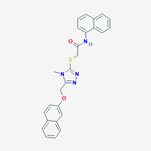 molecular formula C26H22N4O2S B419390 2-({4-methyl-5-[(2-naphthyloxy)methyl]-4H-1,2,4-triazol-3-yl}sulfanyl)-N-(1-naphthyl)acetamide 