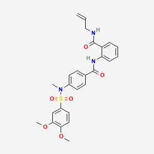 molecular formula C26H27N3O6S B4193900 N-allyl-2-({4-[[(3,4-dimethoxyphenyl)sulfonyl](methyl)amino]benzoyl}amino)benzamide 