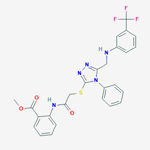 molecular formula C26H22F3N5O3S B419392 methyl 2-({[(4-phenyl-5-{[3-(trifluoromethyl)anilino]methyl}-4H-1,2,4-triazol-3-yl)sulfanyl]acetyl}amino)benzoate 