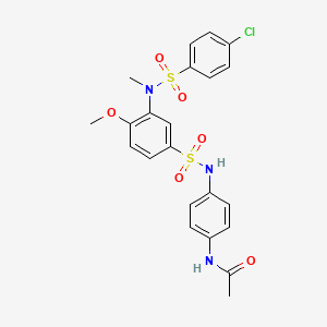 molecular formula C22H22ClN3O6S2 B4193931 N-{4-[({3-[[(4-chlorophenyl)sulfonyl](methyl)amino]-4-methoxyphenyl}sulfonyl)amino]phenyl}acetamide 