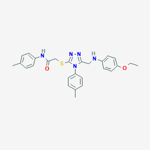 molecular formula C27H29N5O2S B419396 2-{[5-[(4-ethoxyanilino)methyl]-4-(4-methylphenyl)-4H-1,2,4-triazol-3-yl]sulfanyl}-N-(4-methylphenyl)acetamide 