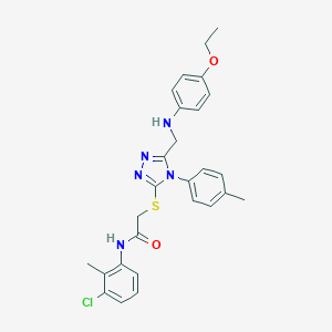 molecular formula C27H28ClN5O2S B419397 N-(3-chloro-2-methylphenyl)-2-{[5-[(4-ethoxyanilino)methyl]-4-(4-methylphenyl)-4H-1,2,4-triazol-3-yl]sulfanyl}acetamide 
