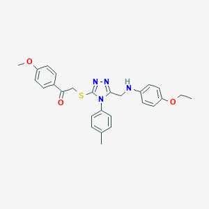 molecular formula C27H28N4O3S B419398 2-{[5-[(4-ethoxyanilino)methyl]-4-(4-methylphenyl)-4H-1,2,4-triazol-3-yl]sulfanyl}-1-(4-methoxyphenyl)ethanone 