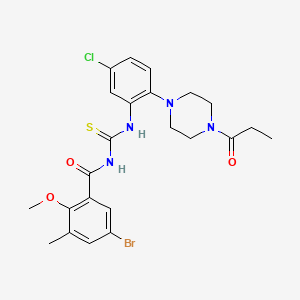 molecular formula C23H26BrClN4O3S B4194028 5-bromo-N-({[5-chloro-2-(4-propionyl-1-piperazinyl)phenyl]amino}carbonothioyl)-2-methoxy-3-methylbenzamide 