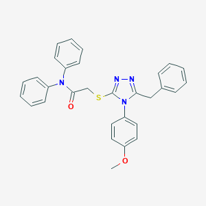 molecular formula C30H26N4O2S B419403 2-{[5-benzyl-4-(4-methoxyphenyl)-4H-1,2,4-triazol-3-yl]sulfanyl}-N,N-diphenylacetamide 