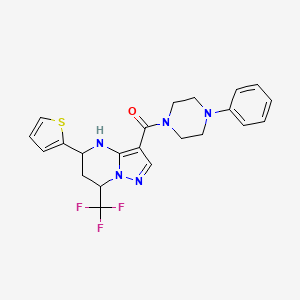 molecular formula C22H22F3N5OS B4194036 3-[(4-phenyl-1-piperazinyl)carbonyl]-5-(2-thienyl)-7-(trifluoromethyl)-4,5,6,7-tetrahydropyrazolo[1,5-a]pyrimidine 