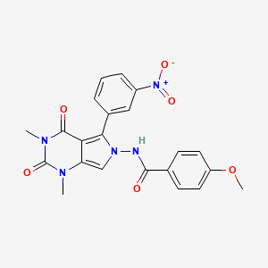 molecular formula C22H19N5O6 B4194050 N-[1,3-dimethyl-5-(3-nitrophenyl)-2,4-dioxo-1,2,3,4-tetrahydro-6H-pyrrolo[3,4-d]pyrimidin-6-yl]-4-methoxybenzamide 