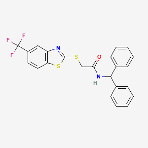 molecular formula C23H17F3N2OS2 B4194060 N-(diphenylmethyl)-2-{[5-(trifluoromethyl)-1,3-benzothiazol-2-yl]thio}acetamide 