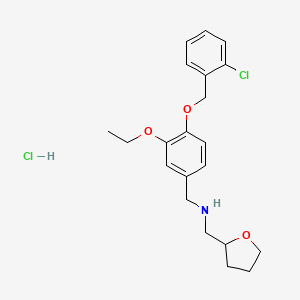 molecular formula C21H27Cl2NO3 B4194087 {4-[(2-chlorobenzyl)oxy]-3-ethoxybenzyl}(tetrahydro-2-furanylmethyl)amine hydrochloride 