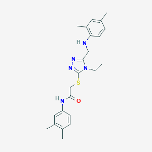 molecular formula C23H29N5OS B419409 2-({5-[(2,4-dimethylanilino)methyl]-4-ethyl-4H-1,2,4-triazol-3-yl}sulfanyl)-N-(3,4-dimethylphenyl)acetamide 