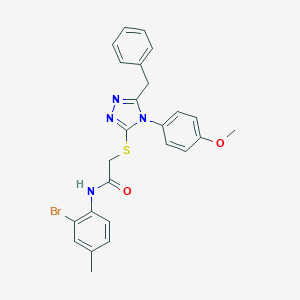 molecular formula C25H23BrN4O2S B419410 2-{[5-benzyl-4-(4-methoxyphenyl)-4H-1,2,4-triazol-3-yl]sulfanyl}-N-(2-bromo-4-methylphenyl)acetamide 