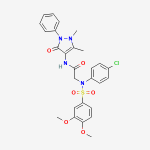 molecular formula C27H27ClN4O6S B4194117 N~2~-(4-chlorophenyl)-N~2~-[(3,4-dimethoxyphenyl)sulfonyl]-N~1~-(1,5-dimethyl-3-oxo-2-phenyl-2,3-dihydro-1H-pyrazol-4-yl)glycinamide 